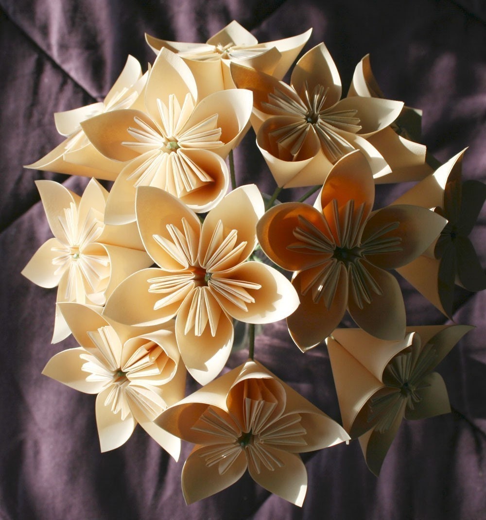 Sweet Cream Origami Flowers - Set of 6