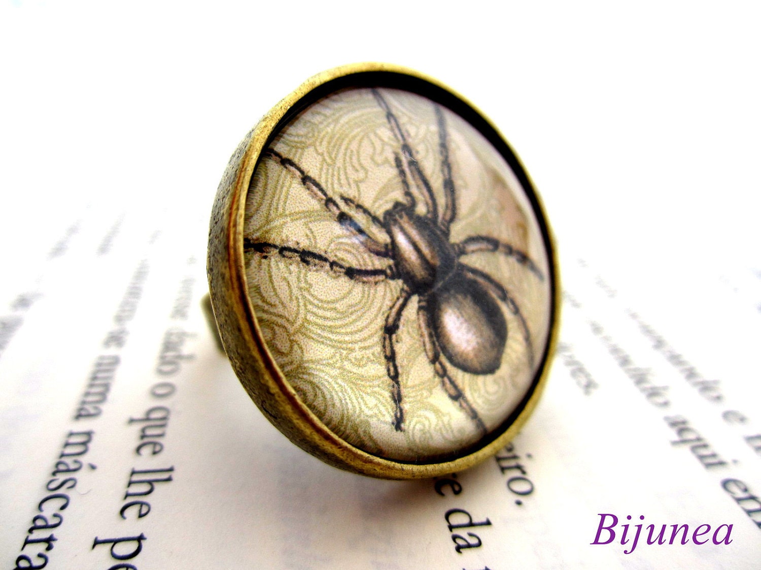 Spider ring - Adjustable Spider ring - Insect spider ring - Glass spider ring - Romantic spider ring r687