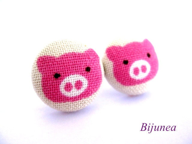  Earrings on Pig Earrings   Pink Pig Stud Earrings   Pig Post Earrings   Pink Pig