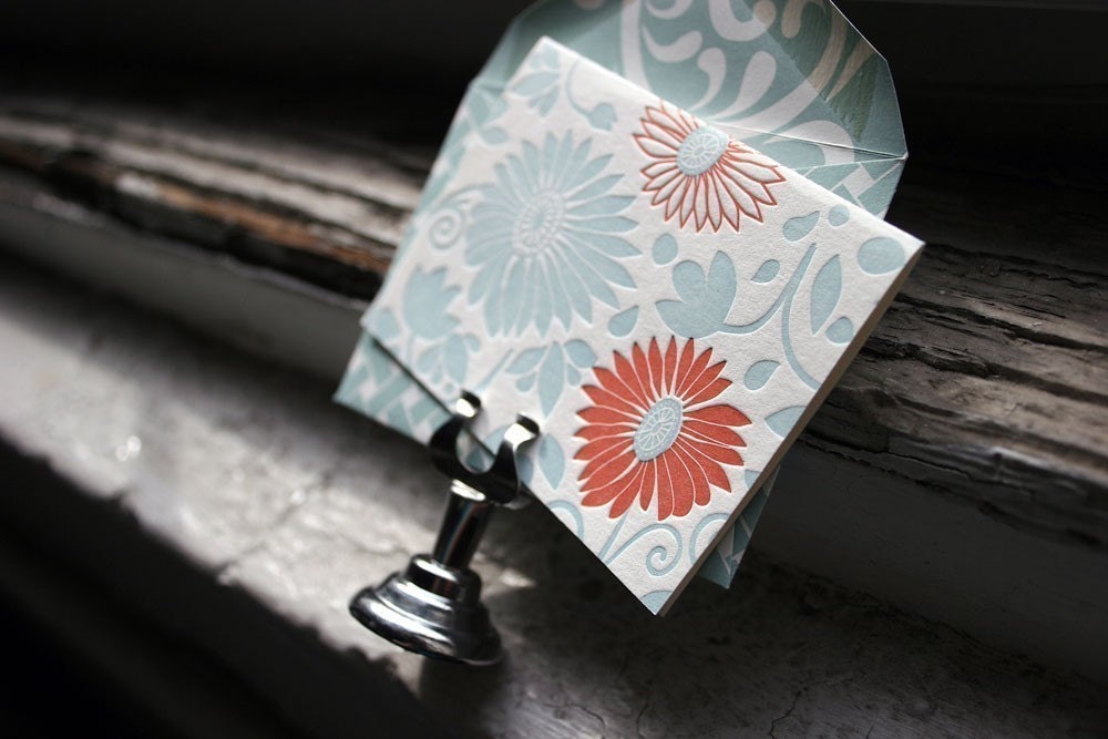Letterpress Gift Tags - Bamboo paper, patterned envelopes, set of 8 cards. 334F