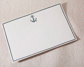 Letterpress Thank You Cards - Anchor. Bamboo paper, kraft envelopes, set of 8 flat cards in kraft bottomed box. V6-11T
