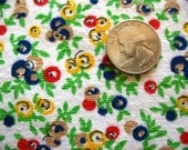 red, yellow and navy whaleless corderoy floral print vintage cotton fabric pieces