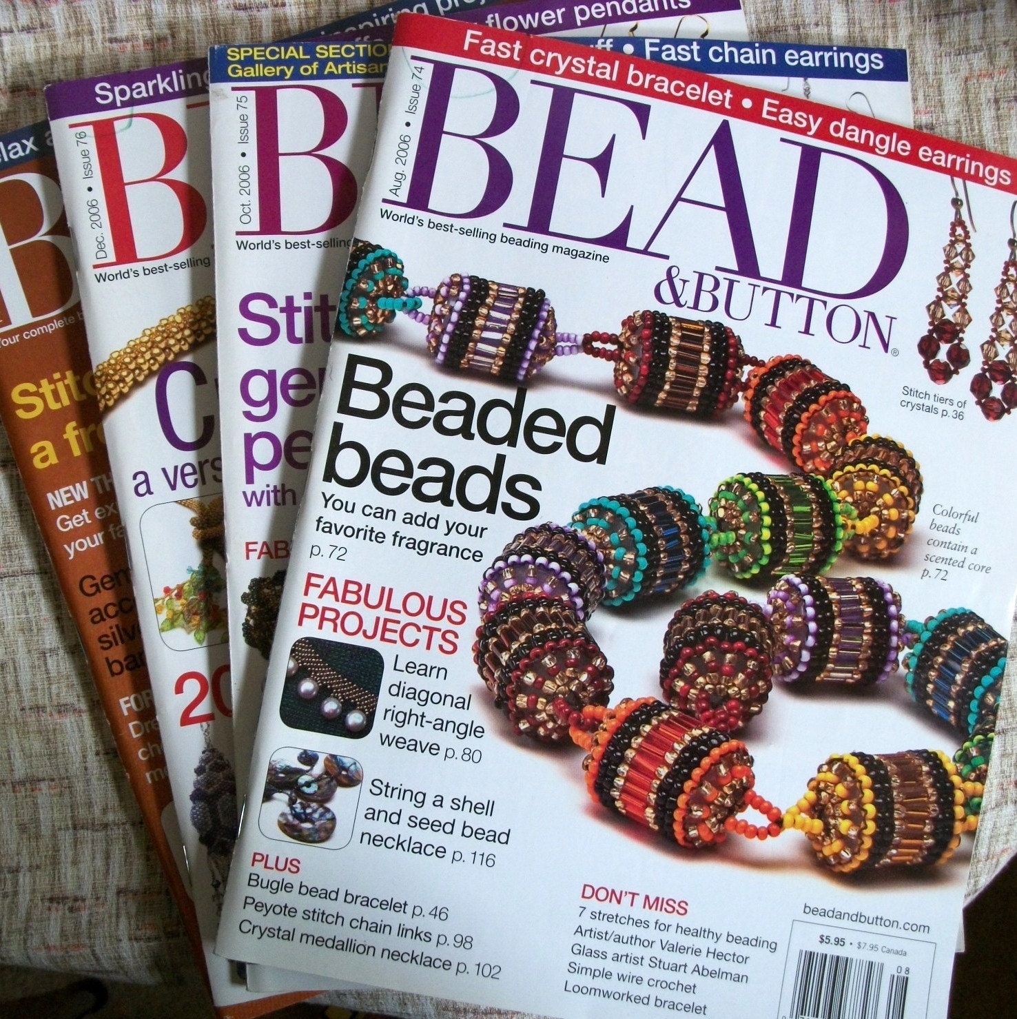 Lot of 4 Bead and Button Magazine backissue 2006 by TwoDogVintage