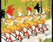 Ladies on Vintage Bicycle Refrigerator Magnet - FREE US SHIPPING