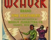 Indian Weavers Navajo Rug Vege Crate Label from Bluewater