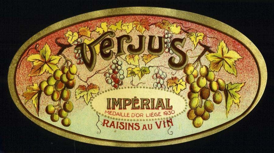 VERJUS Raisen Au Vin Wine label, early French