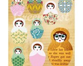Be different - russian doll nerd collage poster print