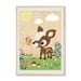 Springtime with cute deery collage poster print on wooden background Nursery Wall Art, Kids Art