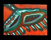 Parasitic Fungi-2,  ACEO, Original Miniature Drawing, FREE SHIPPING