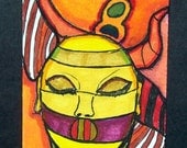 Speak no Evil, ACEO, Original Miniature Drawing, FREE SHIPPING