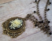 Romantic Black Cameo with Crystals Necklace