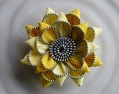Yellow Vintage Recycled Zipper Flower Brooch or Hair Clip