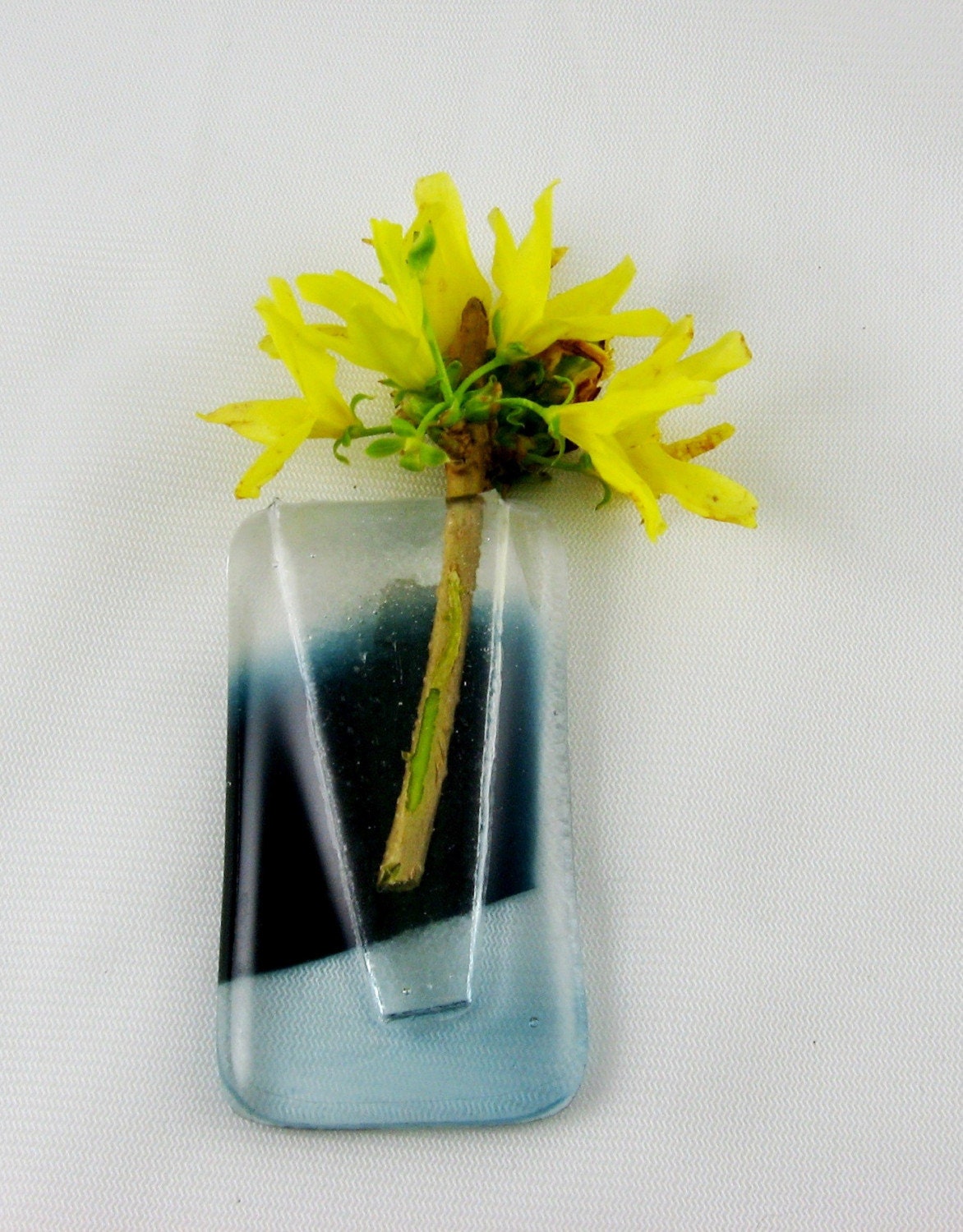 miniature fused glass blue flower vase with magnet