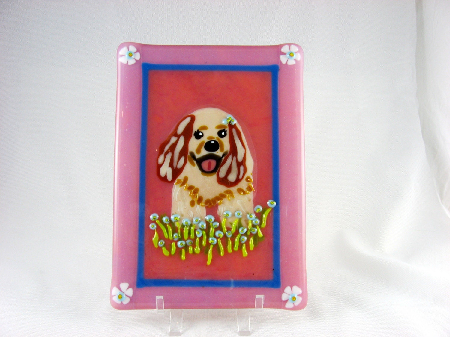 SALE  Cocker Spaniel fused glass whimsical pup