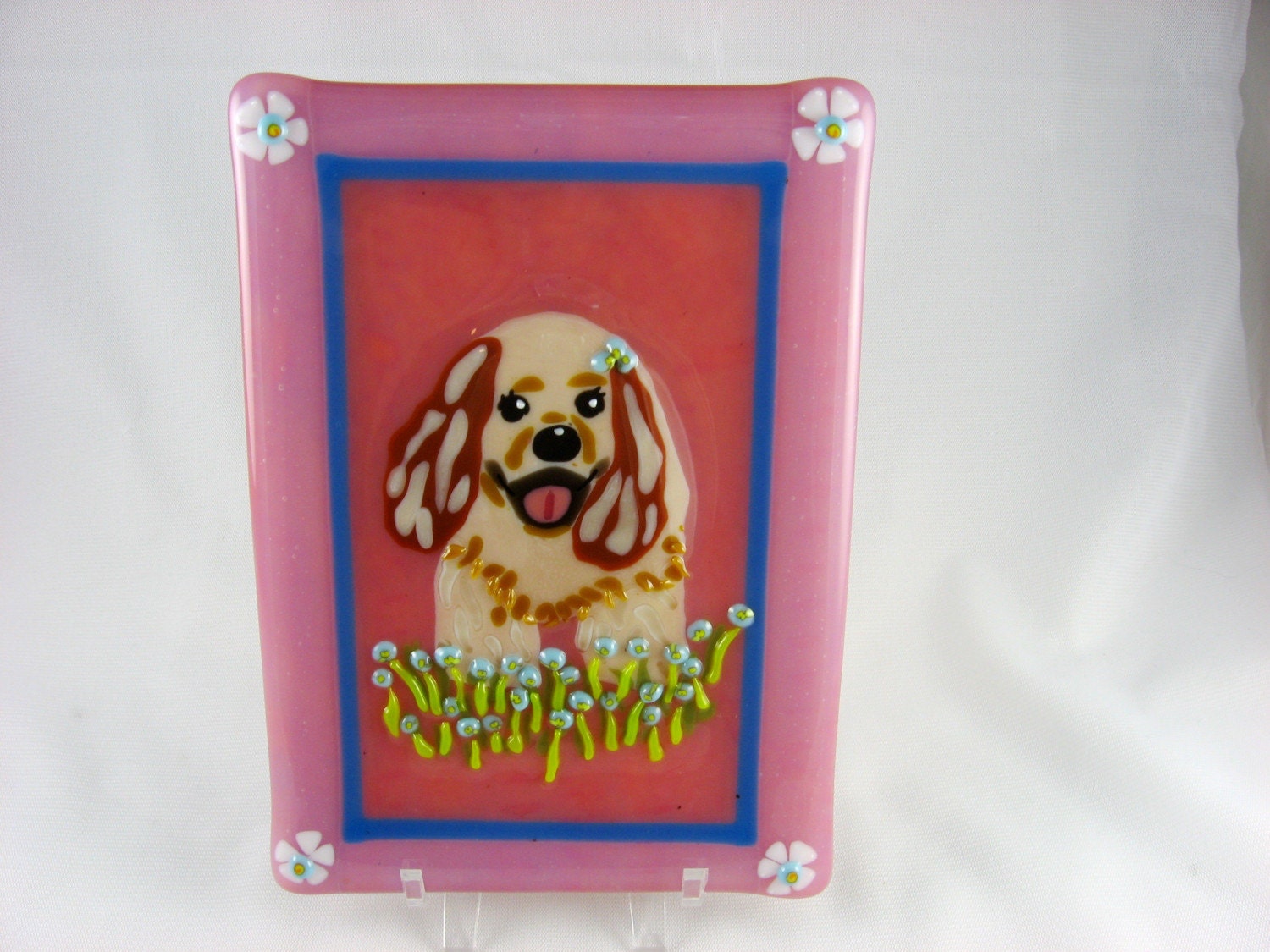 SALE  Cocker Spaniel fused glass whimsical pup