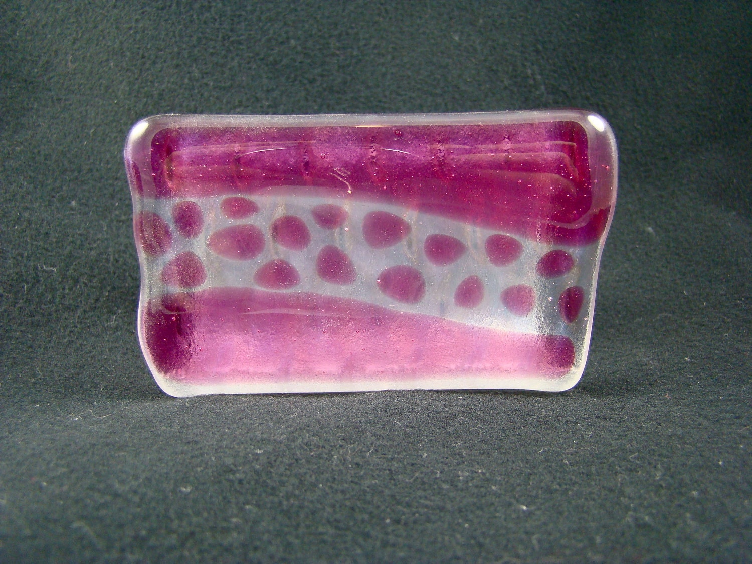 Valentine Fuchsia fused glass sexy business card holder