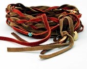 Suede Braid Wrap Bracelet Rust, Brown and Tan "Bohemian Rhapsody" Suede Braid Necklace