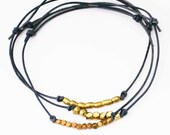 Leather Friendship Beaded Bracelets Indigo Set Of 3