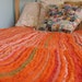 ON SALE Vintage 1970s Summer Tangerine Stripey Bedcover