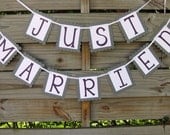 Just Married Banner - Grey and Purple