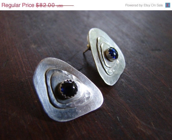 25% off CYBER MONDAY SALE Topography Earrings with Sapphires in sterling silver