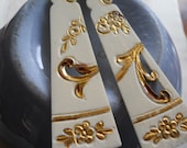 Earrings Vintage Bone Fan Sticks with Gold Painted Detail 1920's Made in Japan Very Rare and Unique