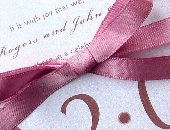 Pink Vellum Overlay ribbon Wedding Invitation.  Wedding, bridal shower, baby shower, sweet sixteen, bat mitzvah, communion and christening