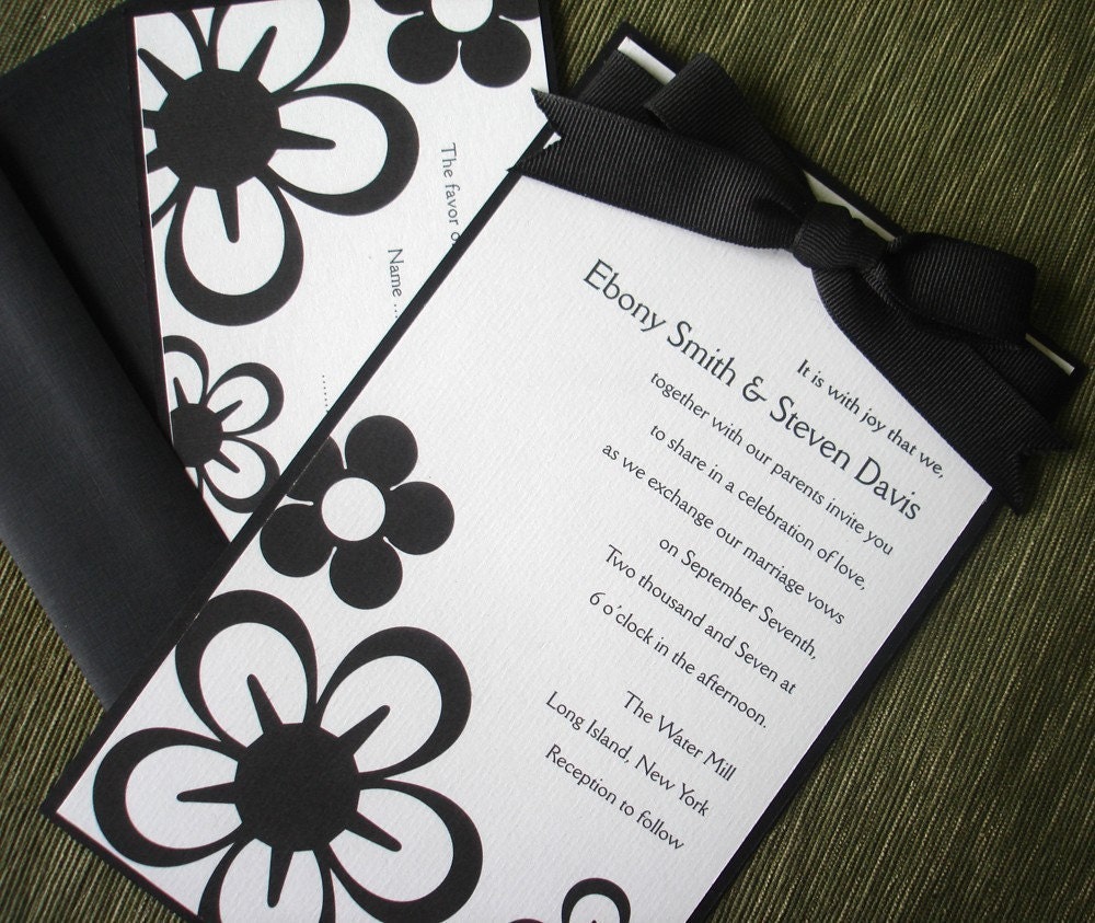 Black Tie Wedding Invitation - Bridal, baby shower, sweet sixteen, bat mitzvah, communion and christening Invitation