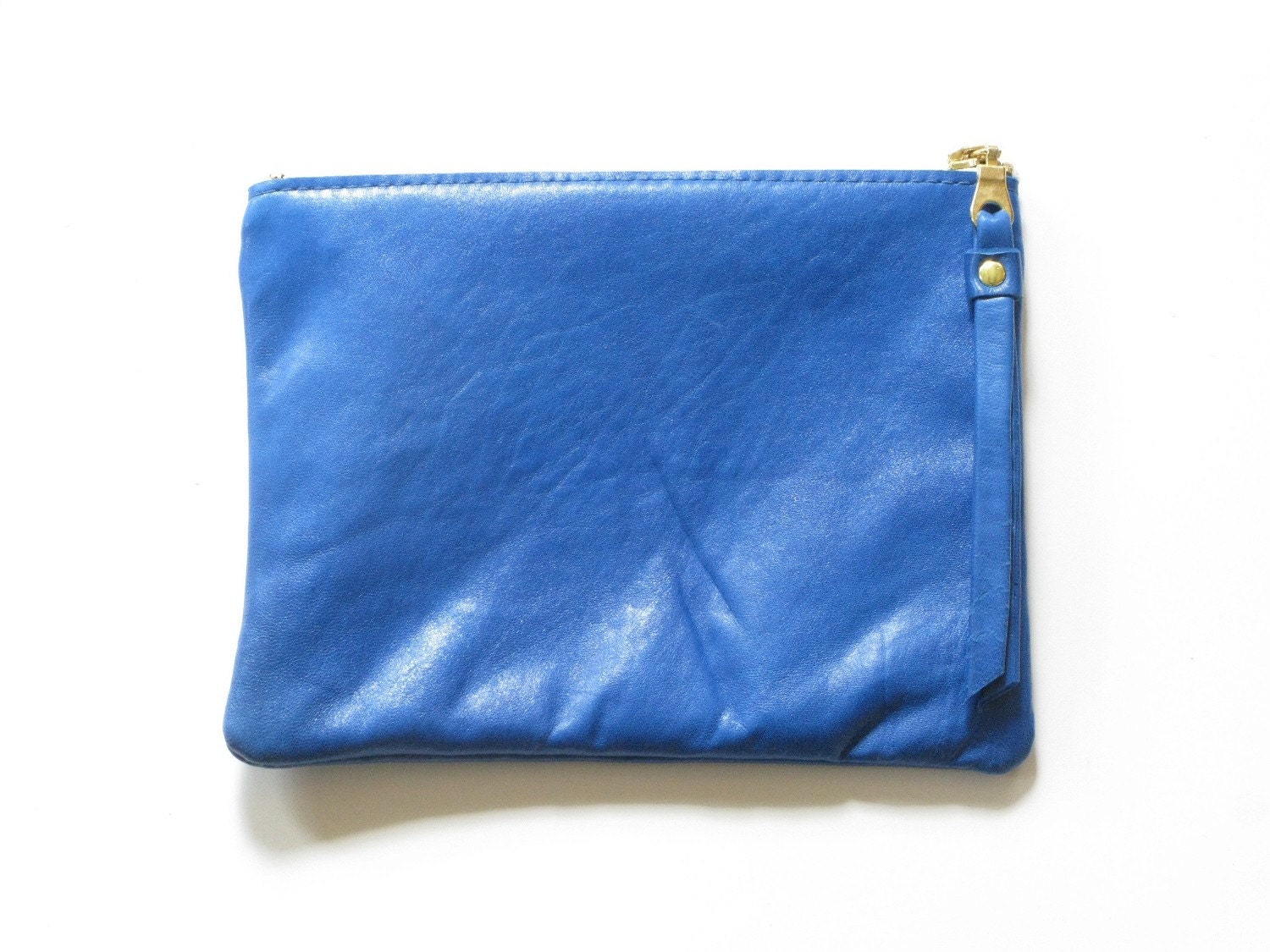eight inch wallet clutch pouch - cobalt lambskin