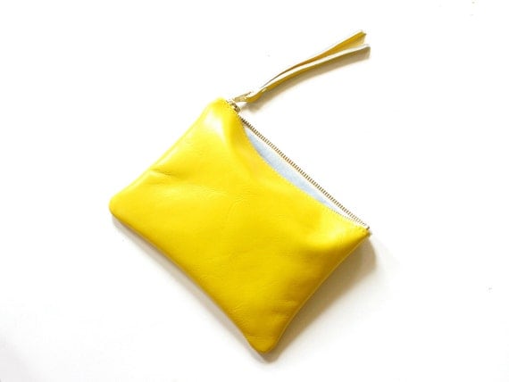 eight inch wallet clutch pouch - yellow