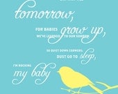 Modern Nursery Art Print 8X10 (cleaning and scrubbing poem: turquoise bird) BUY 3, Get 1 FREE