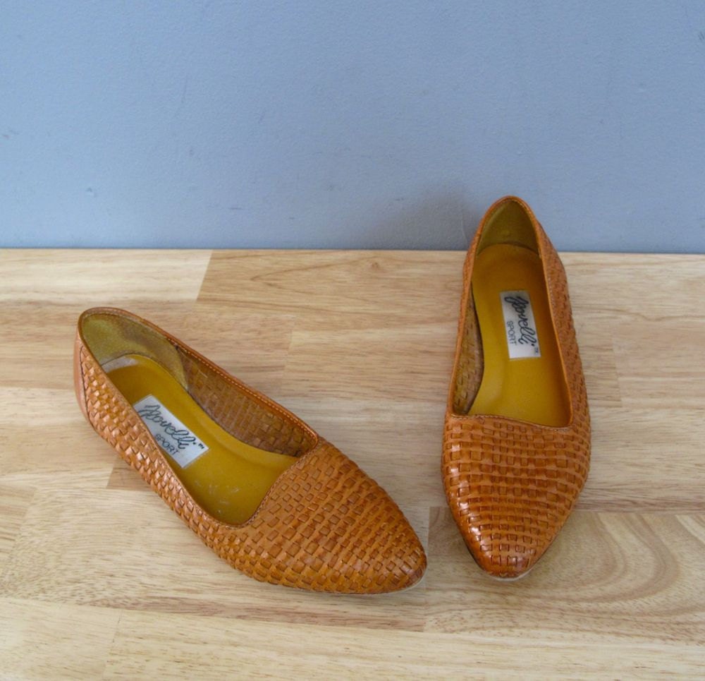 vintage 1980s WOVEN leather flats 7