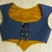 Reduced ATS SCA Tribal Fusion Belly Dance Short Blue Brocade Bodice Corset Renaissance Medieval Gypsy Fairy, XS/Small
