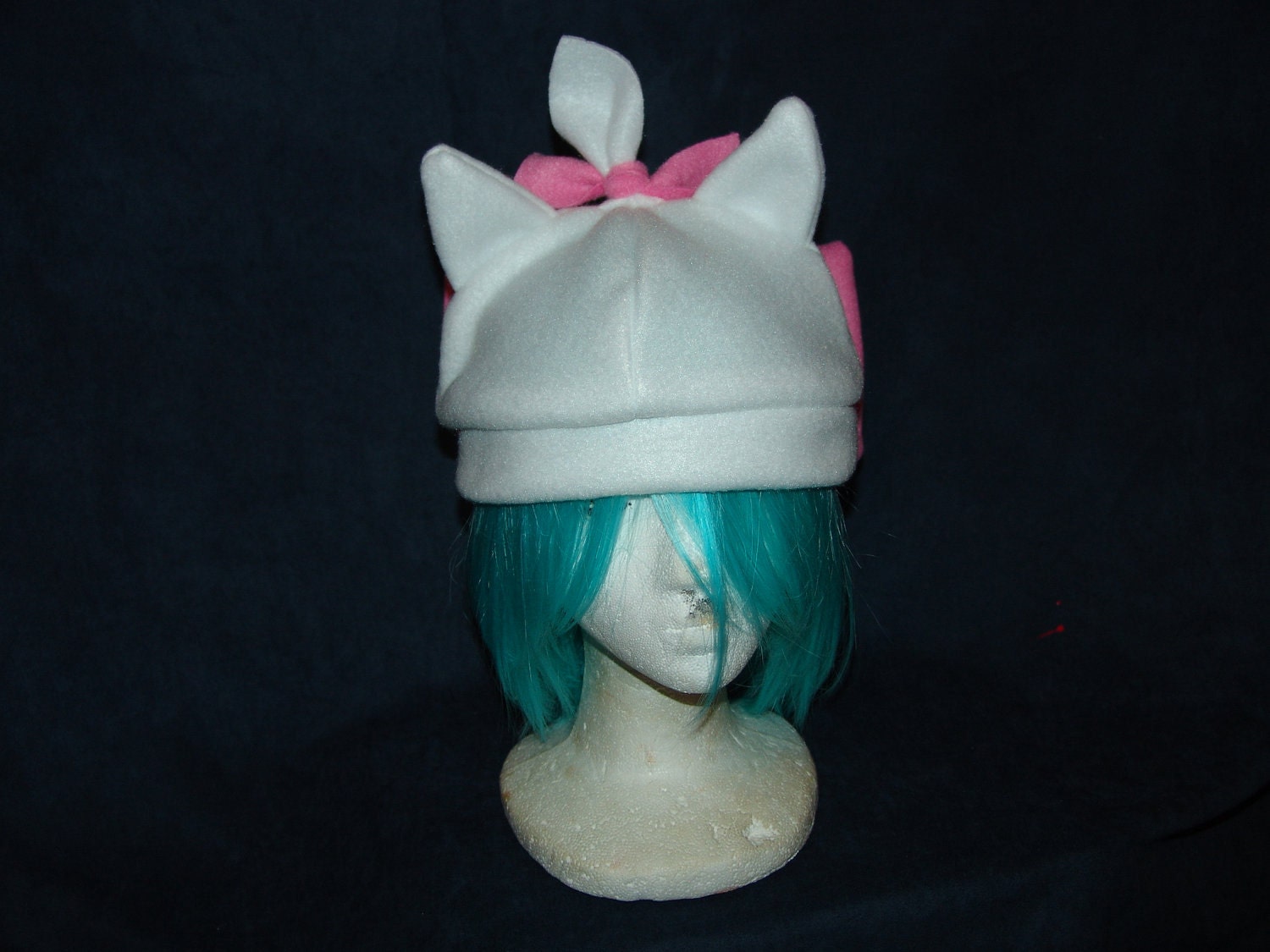 Disney inspired MARIE kitty cat fleece hat ARISTOCATS white neko kitten with pink bow