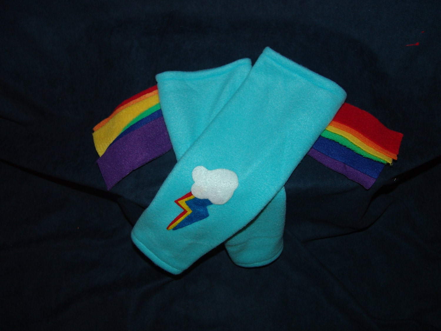 My Little Pony RAINBOW DASH inspired fleece ARMWARMERS Friendship is Magic MlP FiM