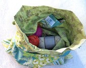 Sewing Knitting Crochet Pouch - Bright Yellow Embroidered Daisy Drawstring Project Pouch (PCH104)