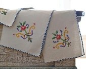 cross stitched vintage linen napkins