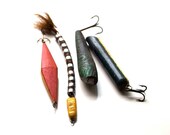 Vintage Set of Fishing Lures, Instant Collection, Fishing, Wooden Lures, Outdoors, Sporting Goods