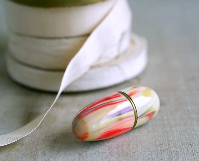antique marbled sewing etui