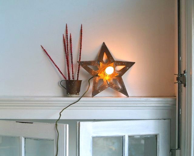 Antique Punched Tin Christmas Tree Star Light from 5gardenias
