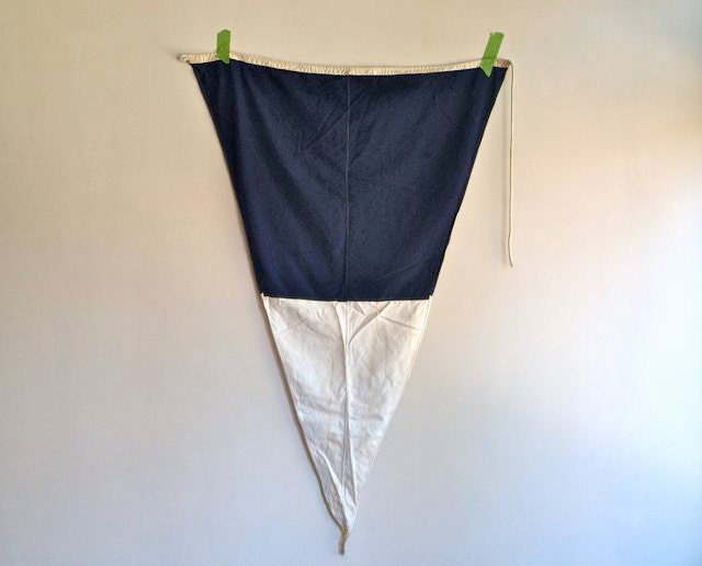 Vintage Nautical Penant Substitute Flag, Blue and White Sailing Signal Flag, Beach Decor