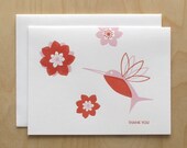 Hummingbird Thank You Letterpress Card