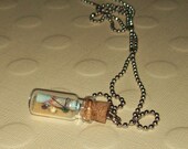 Miniature Glass Bottle Necklace / Map and Treasure /No. 80