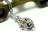 Enchanting Steampunk Necklace Vintage Watch Movement Swarovski Neo Victorian By Mystic Pieces