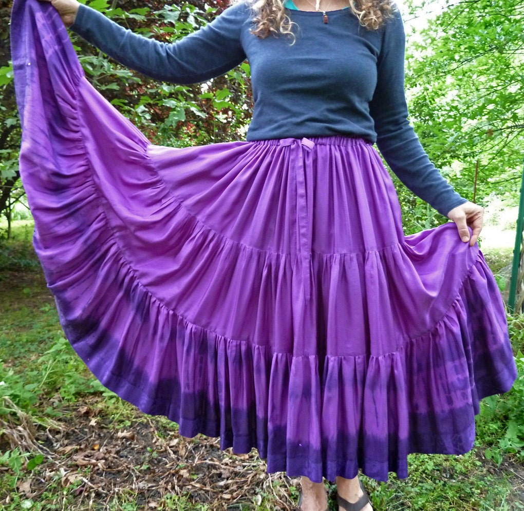 Gypsy Full Circle Purple Skirt, Handmade and Dyed, with Shibori