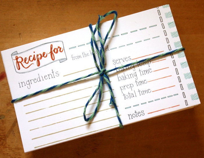 3x5 Recipe Cards Illustrated by Hand