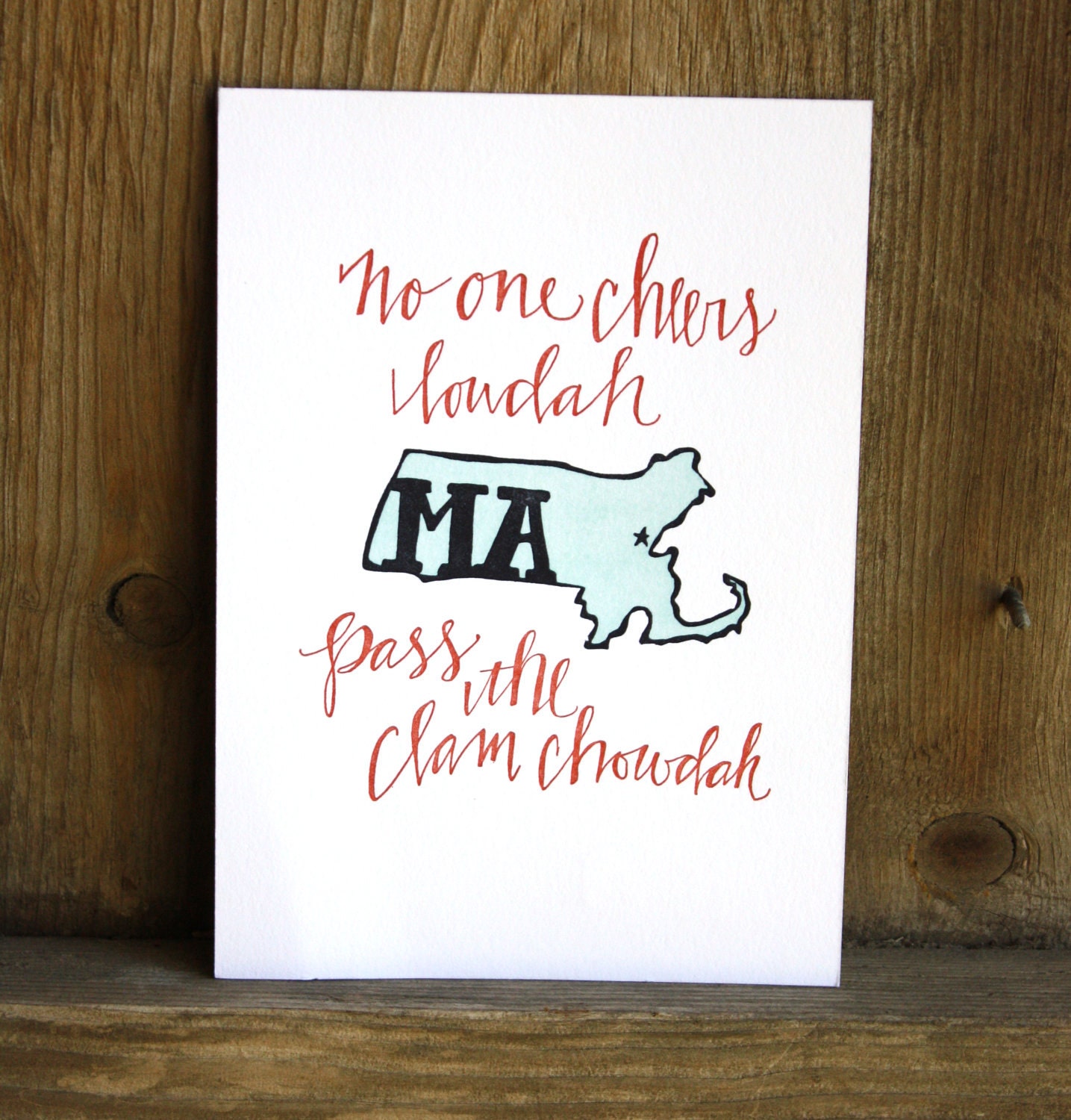 Massachusetts Letterpress Print