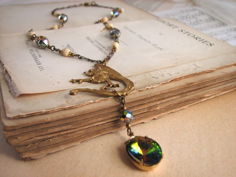 DRAGON pendant necklace with Swarovski vitrail crystals