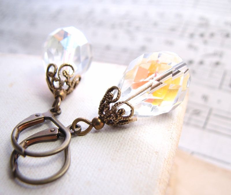 Shabby chic AB crystal filigree earrings