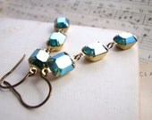 Christmas Earrings vintage Swarovski Emerald AB rhinestones